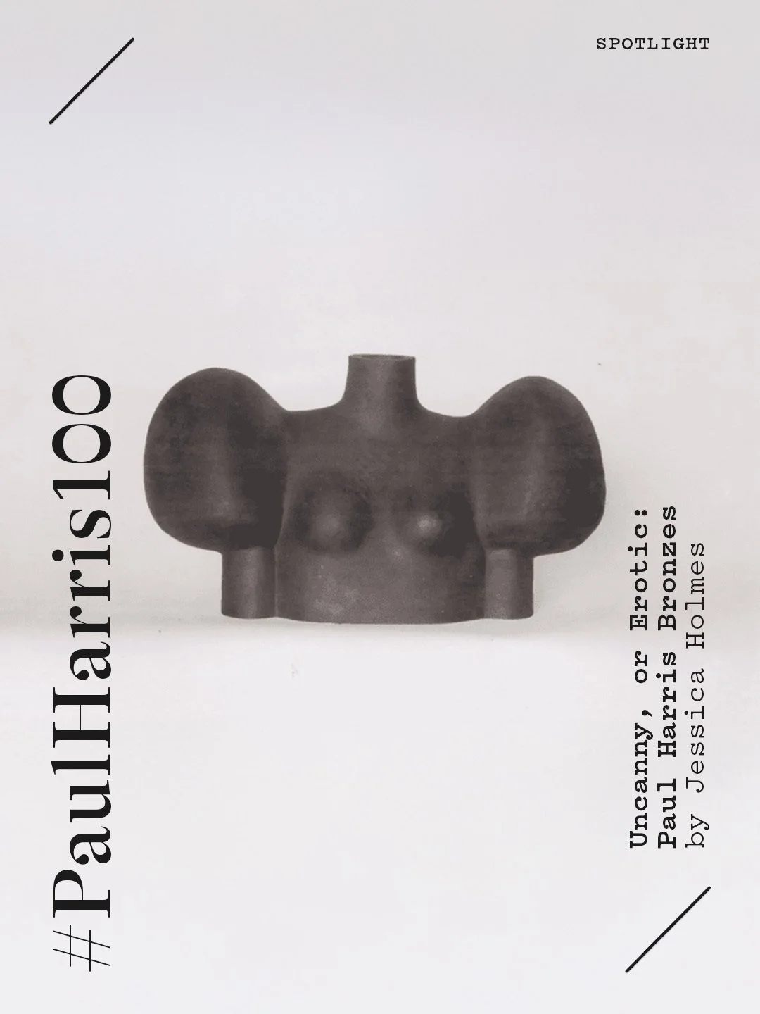Black ceramic sculpture resembling a head with two large round ears, centered on a white background.