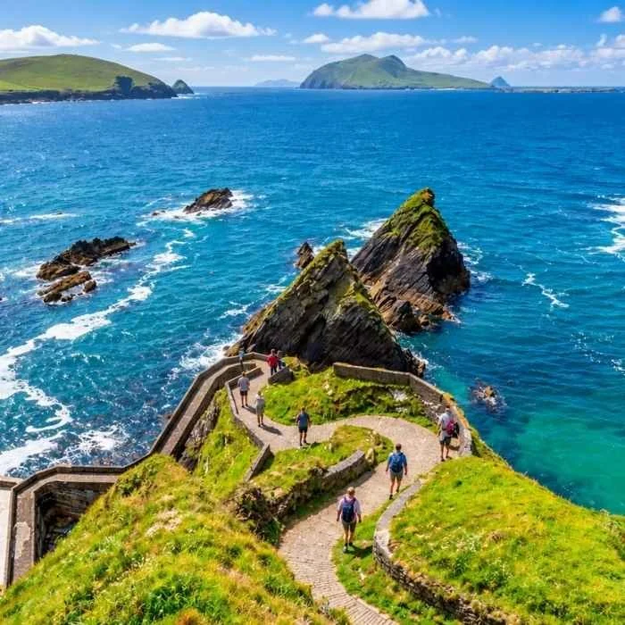 Dingle Peninsula coastal cliffs along Slea Head Drive on a private tour from Killarney