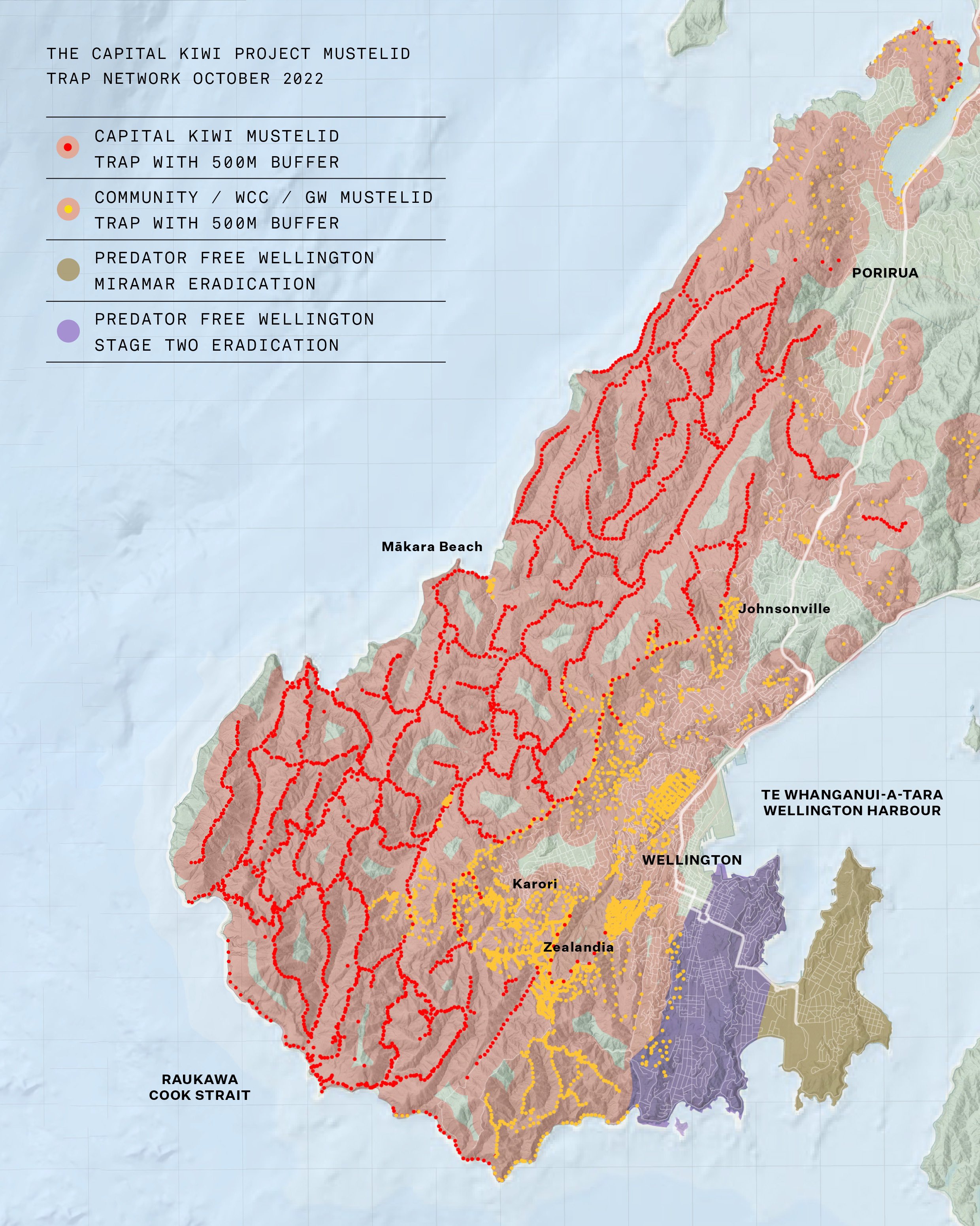 Capital Kiwi Predator Control Network Map (Print, 2022).
