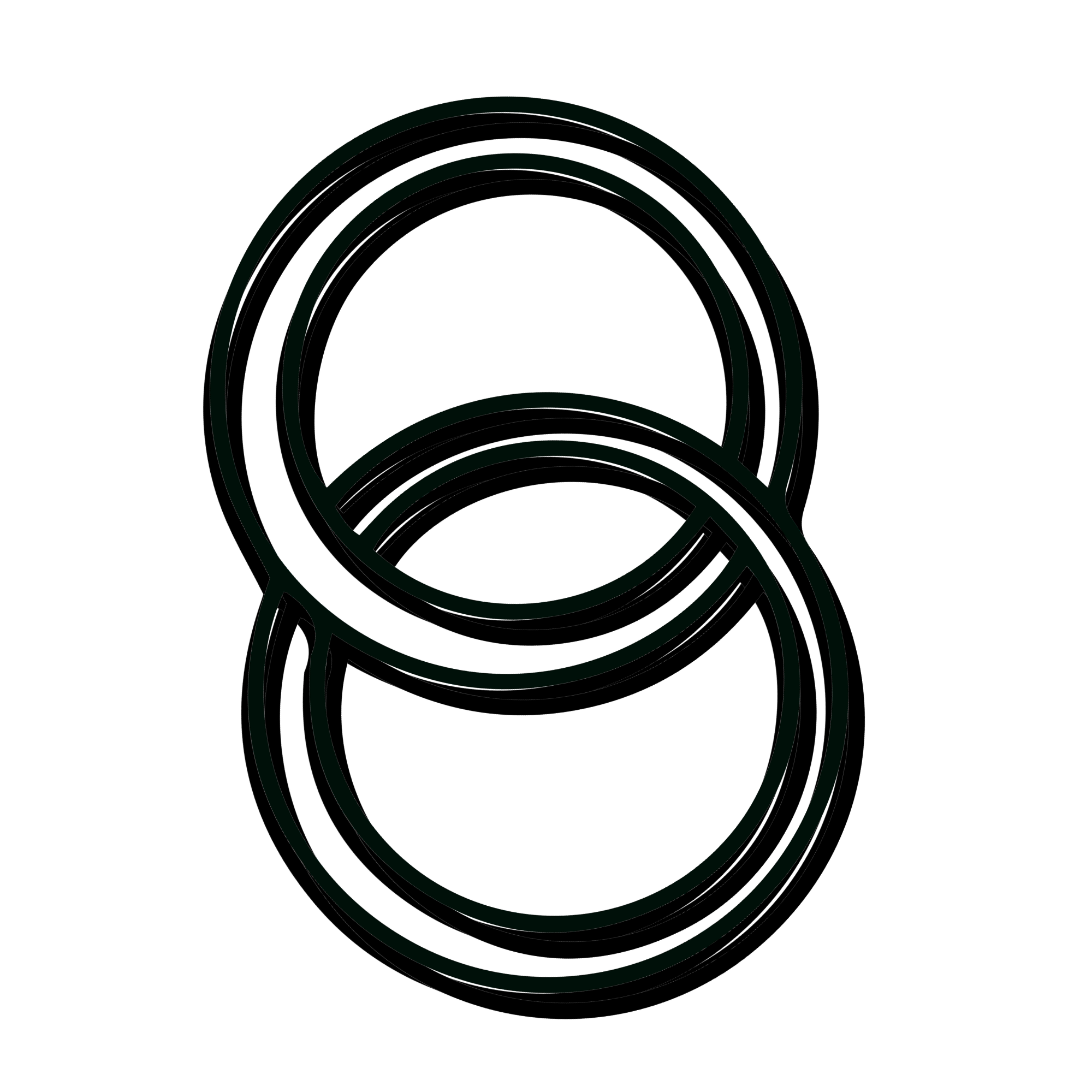 Black background with multiple overlapping green neon circles and is the logo for Officially Oren