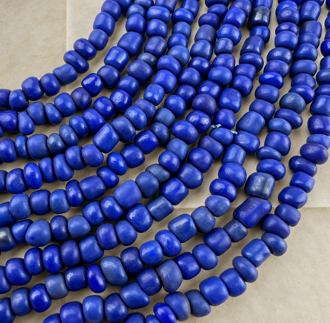 overhead of blue beads