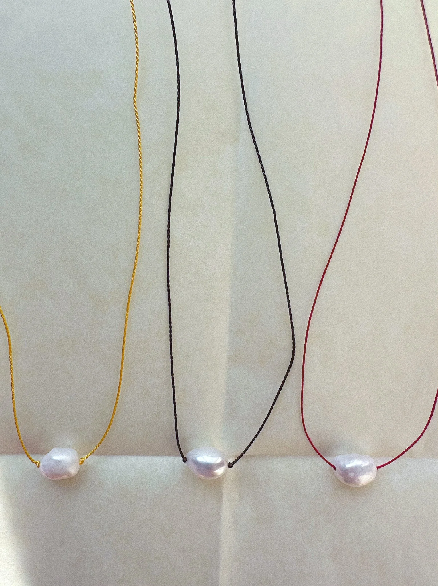 Single Pearl Silk Necklace