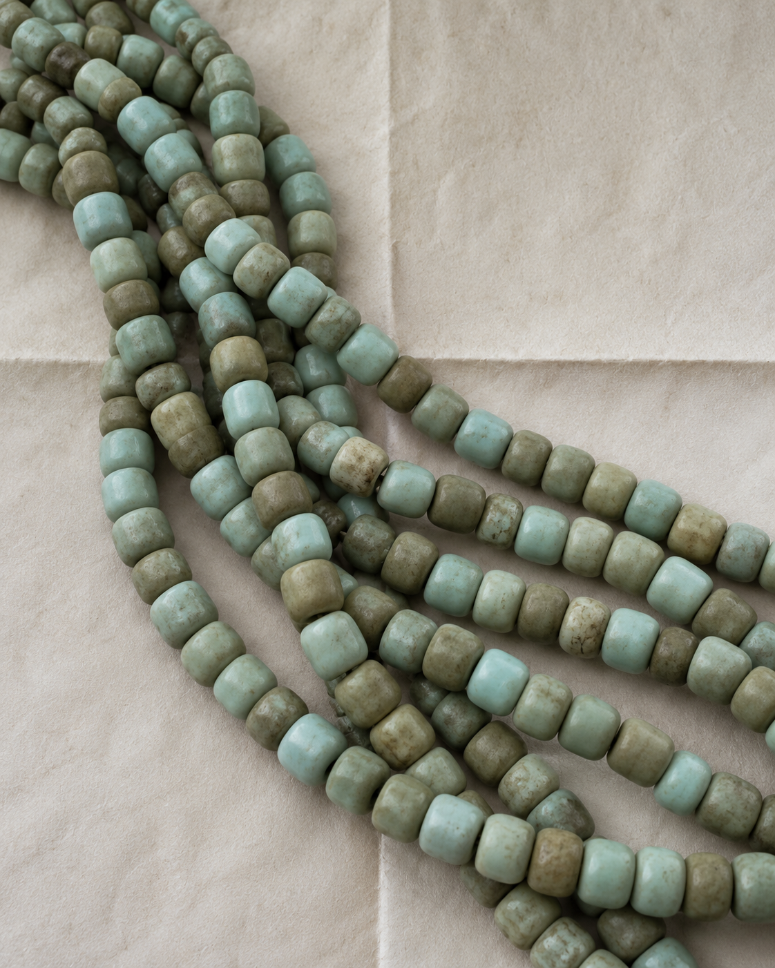 overhead of turquoise beads