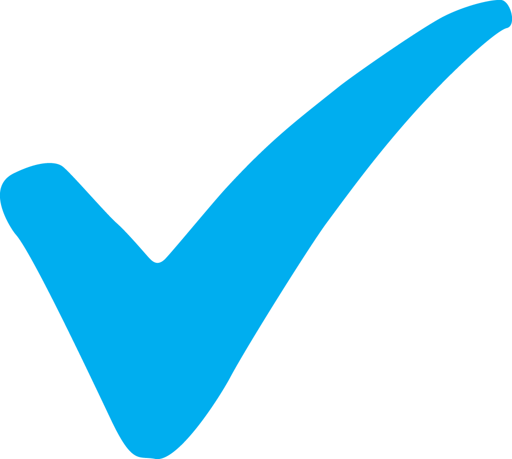 Blue check mark on a black background
