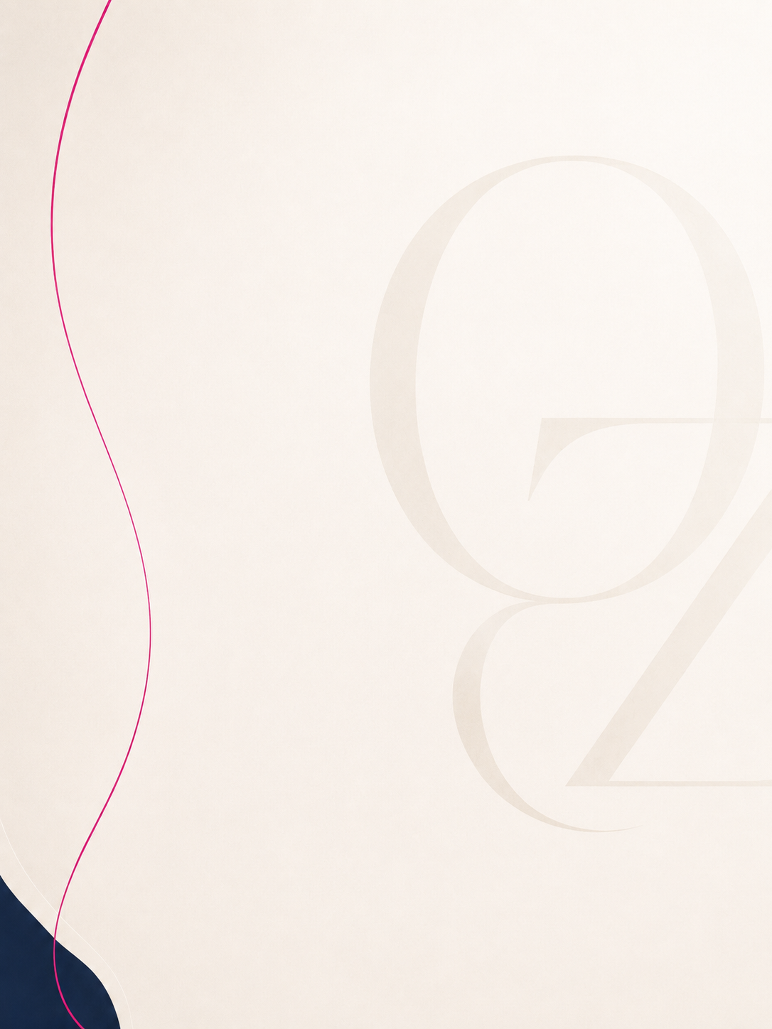 Close-up of a beige background with a faint design of large, light-colored numbers and a pink curved line on the left side.