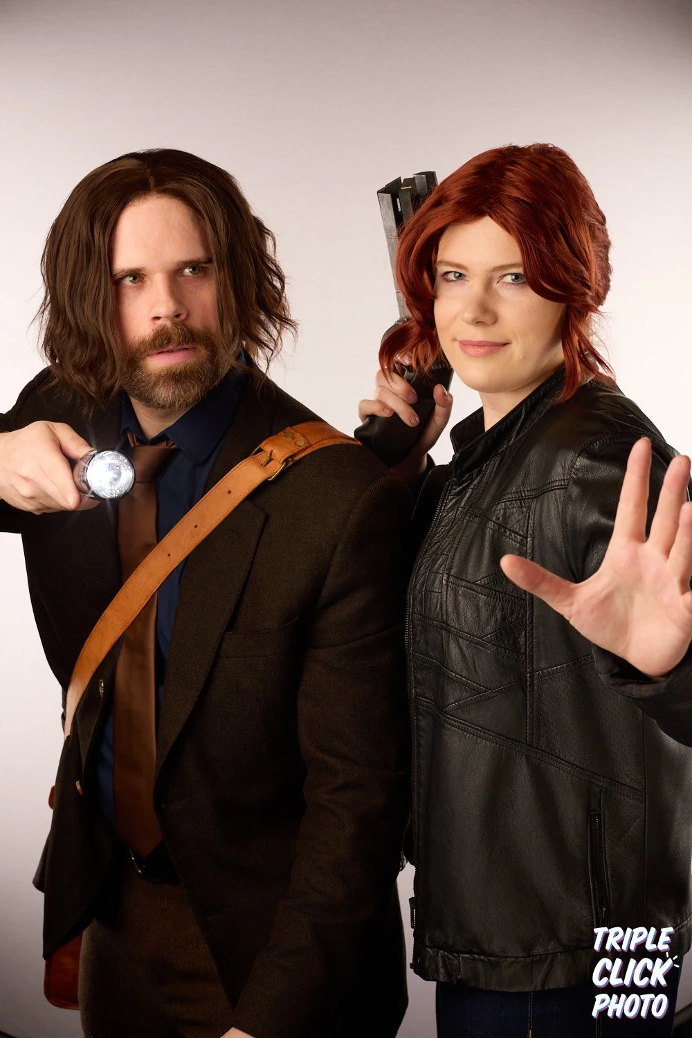 Alan Wake and Jesse Faden from Alan Wake 2 and Control at Emerald City Comic Con 2024. Photo taken by Triple Click Photo.