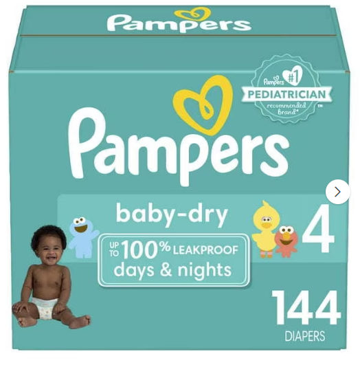 Pampers Baby Dry Baby Diapers Size 4, 144 Count
