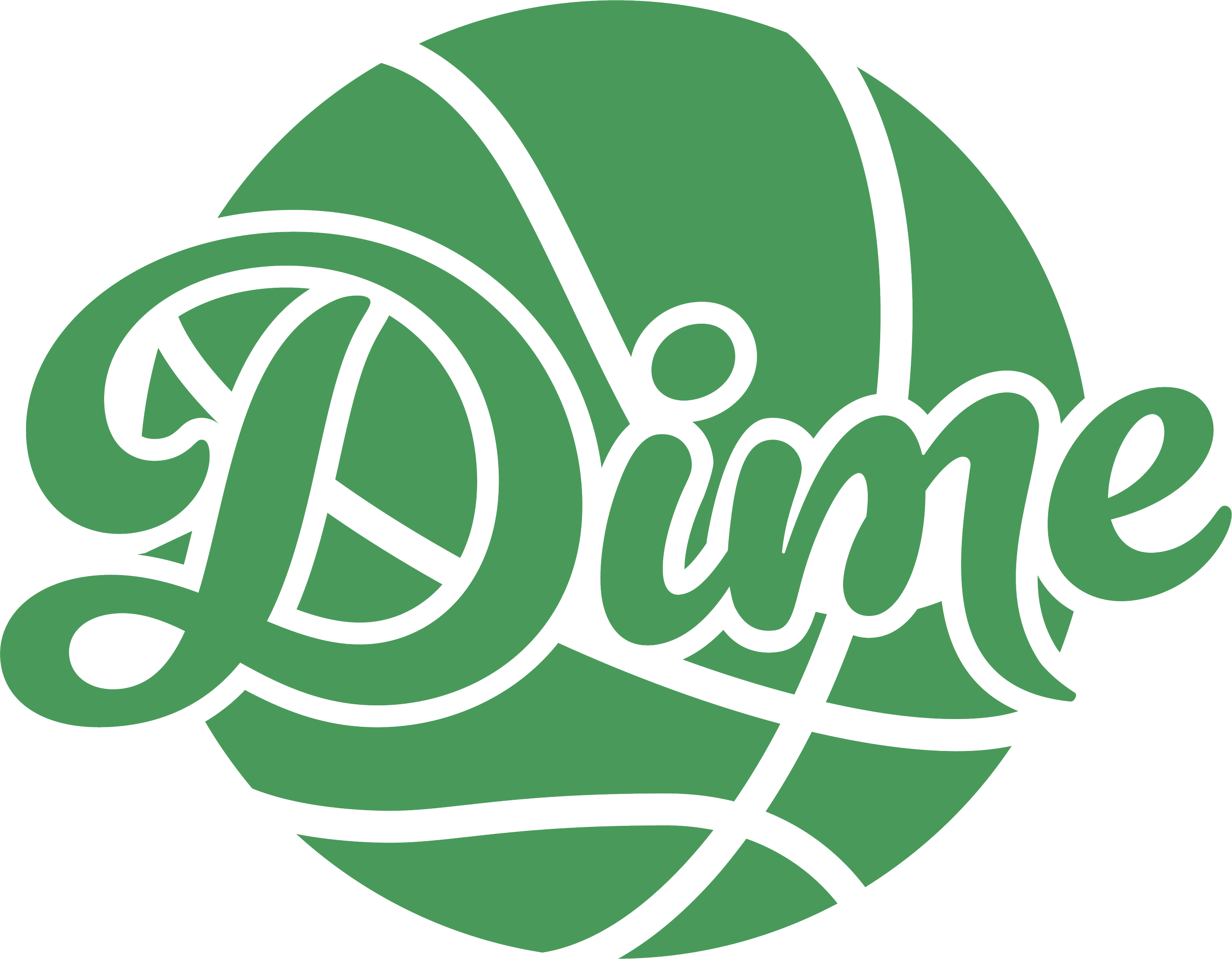 Logo of Dime Valley Basketball with a basketball and Dime written in cursive.