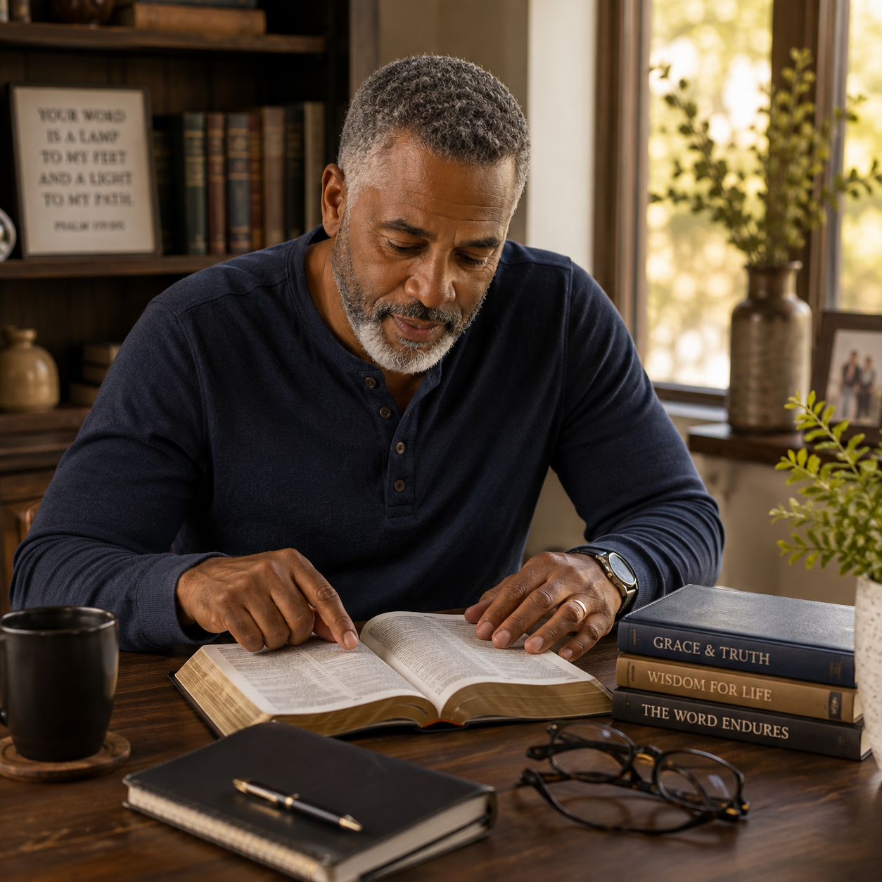 Man studying the Bible