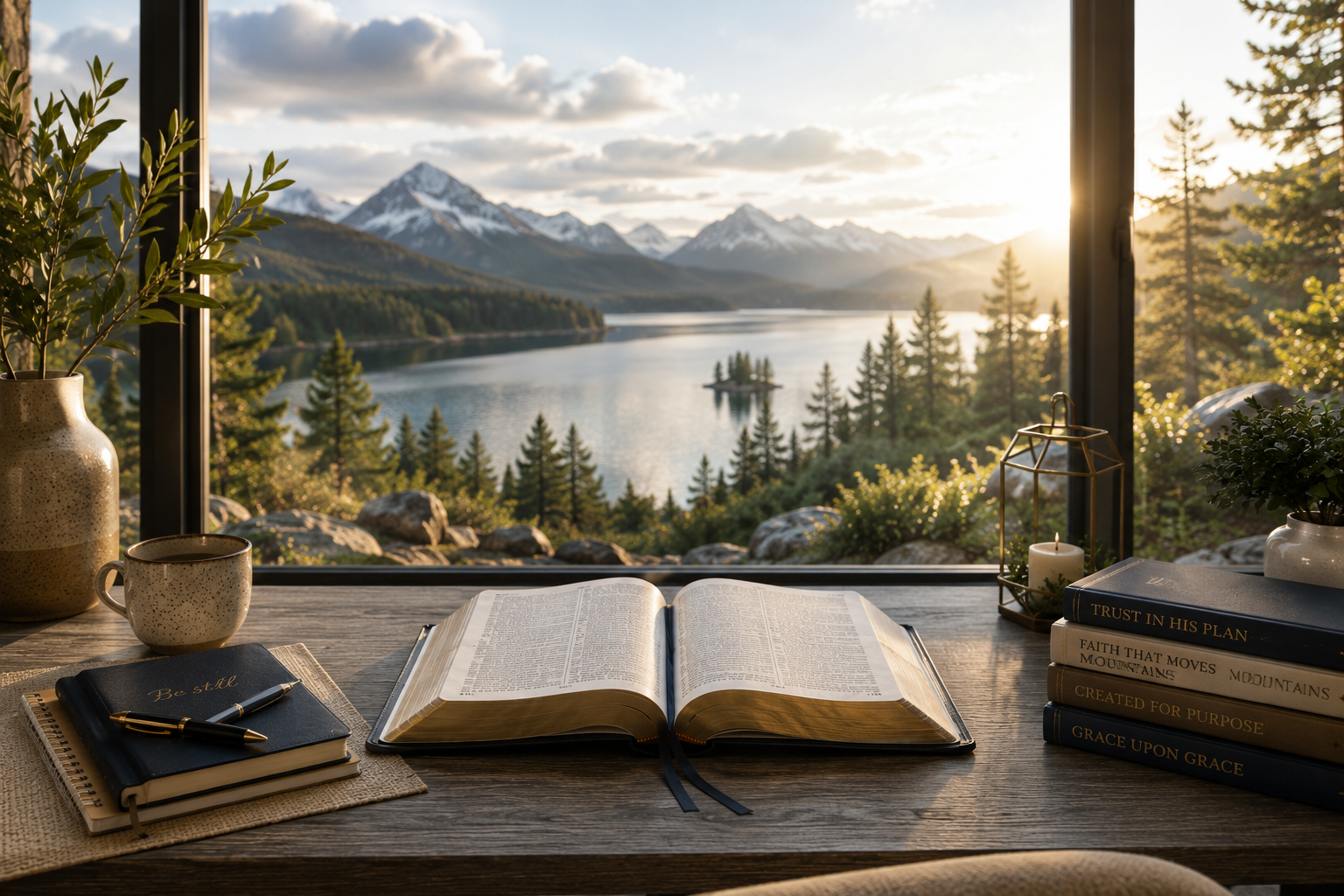 Bible study image with snow mountains