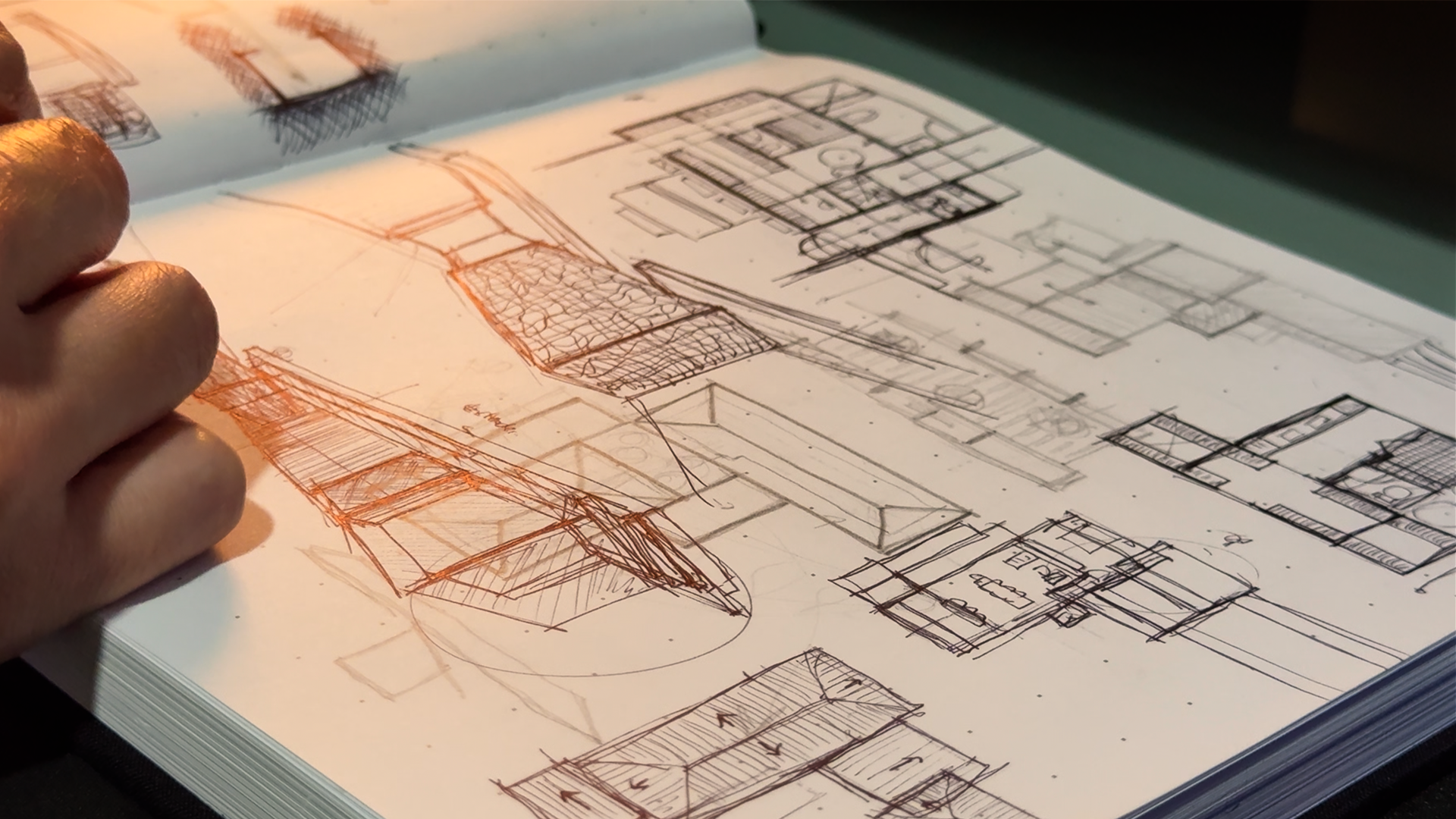 Boceto conceptual de diseño arquitectónico de SM Arquitectos