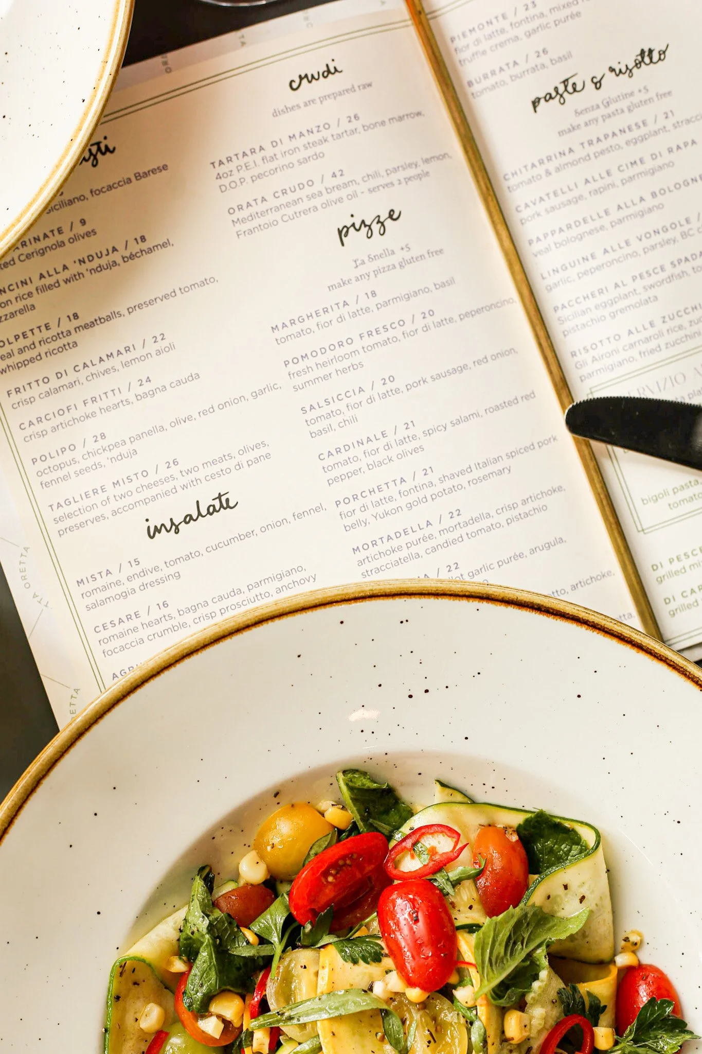 Menu design - Custom hand-lettering - Editorial design - Branding