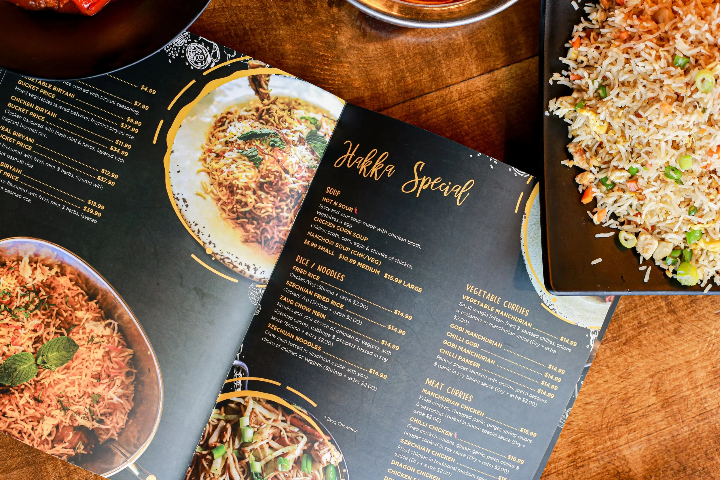 Menu design - Photography - Branding