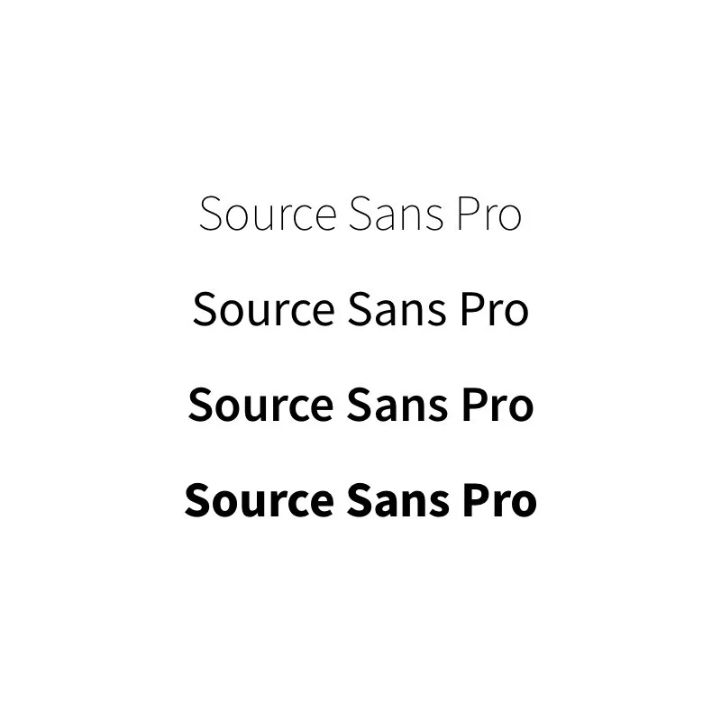 Text display showing variations of the font 'Source Sans Pro' in different sizes and weights.