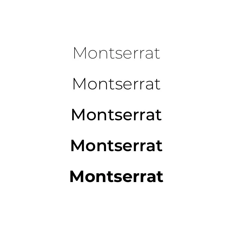 Text displaying the word "Montserrat" in various font weights and styles, from light to bold.