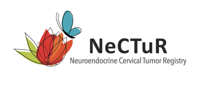 NeCTuR logo with a butterfly and abstract red and green shapes, representing the Neuroendocrine Cervical Tumor Registry.