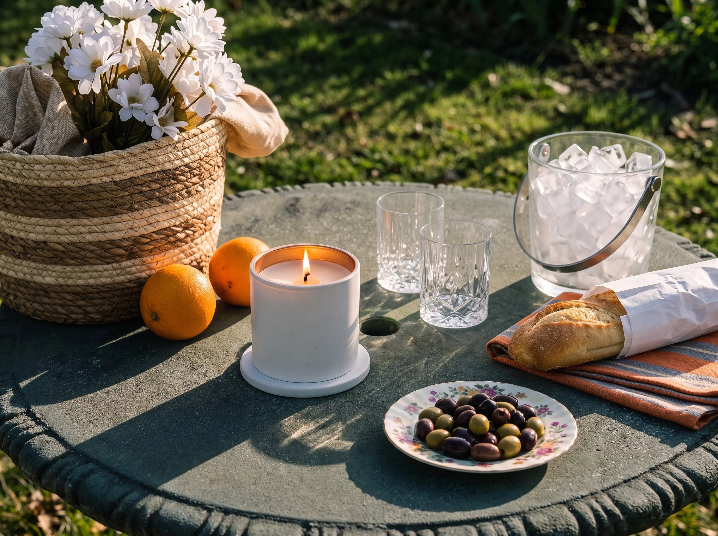 White Deluxe Candle with Glass Cloche