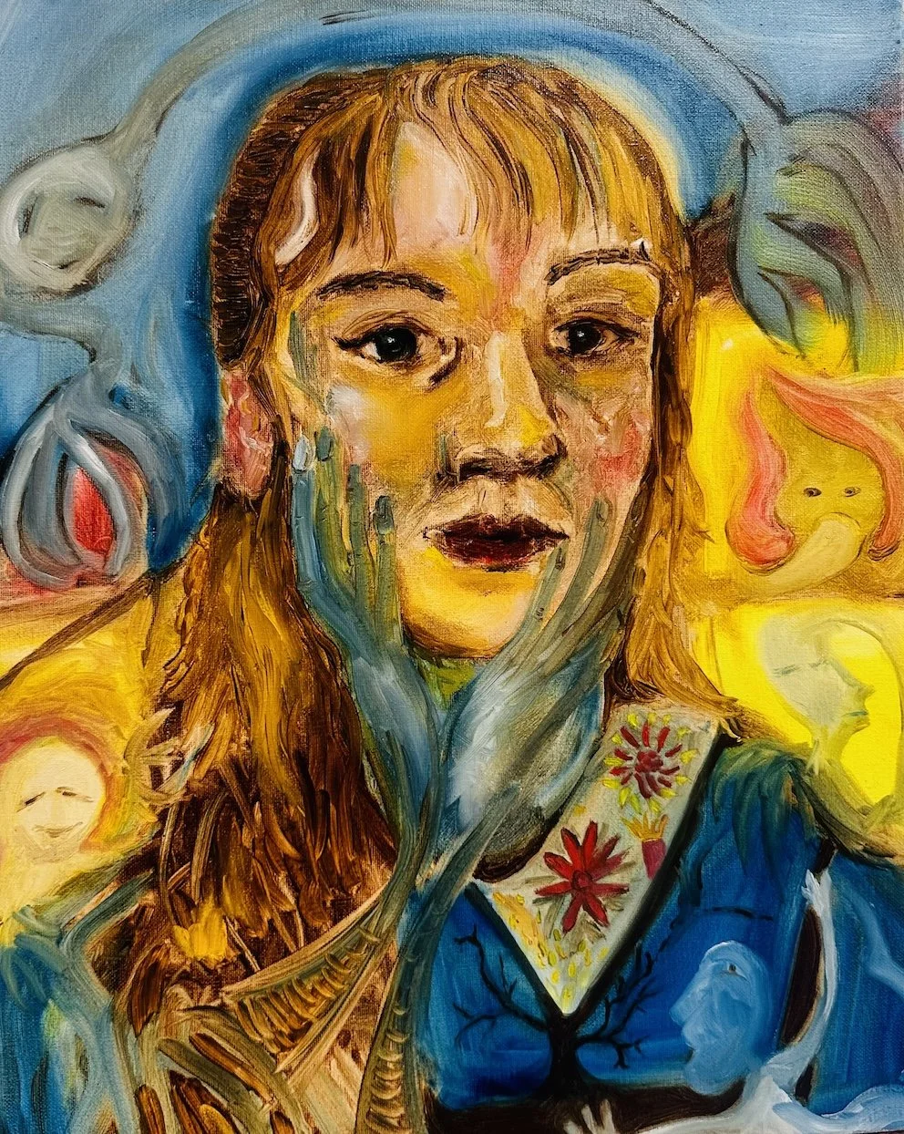 The Faeries 
Oil on canvas
60cm x 40cm 
2026
'There are moments that happen, where creatures take hold. Of your mind, of your heart, it can't be foretold. They pull at the thread of your confidence and trust, they gnaw at your energy and tear away at