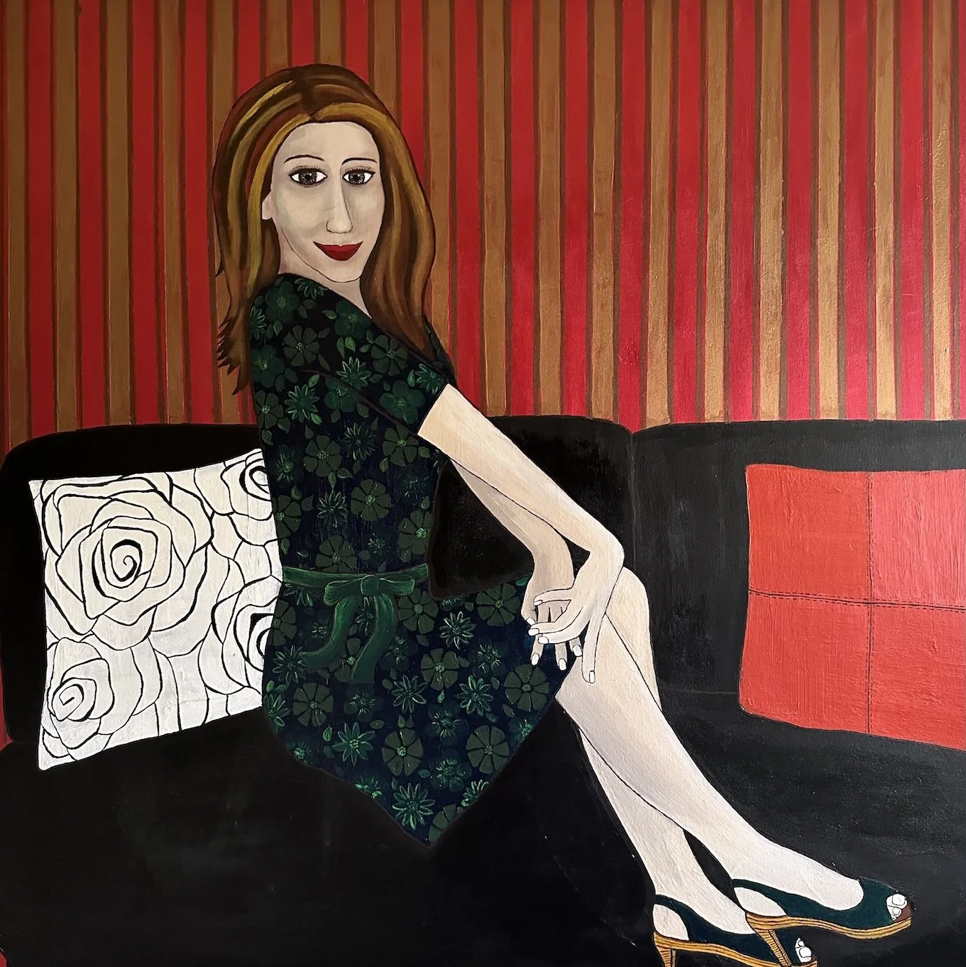 Portrait of the artists sister Kerryn - New dress, New shoes.
Acrylic on canvas
100cm x 100cm
2015