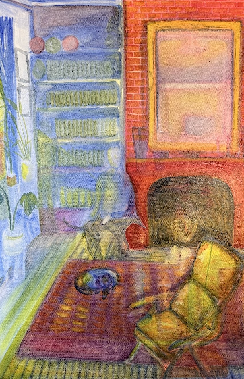 ‘Figure in the Fireplace’ from the series ‘And the walls whispered’ 
Oil paint on canvas 70cm x 40cm 
2026