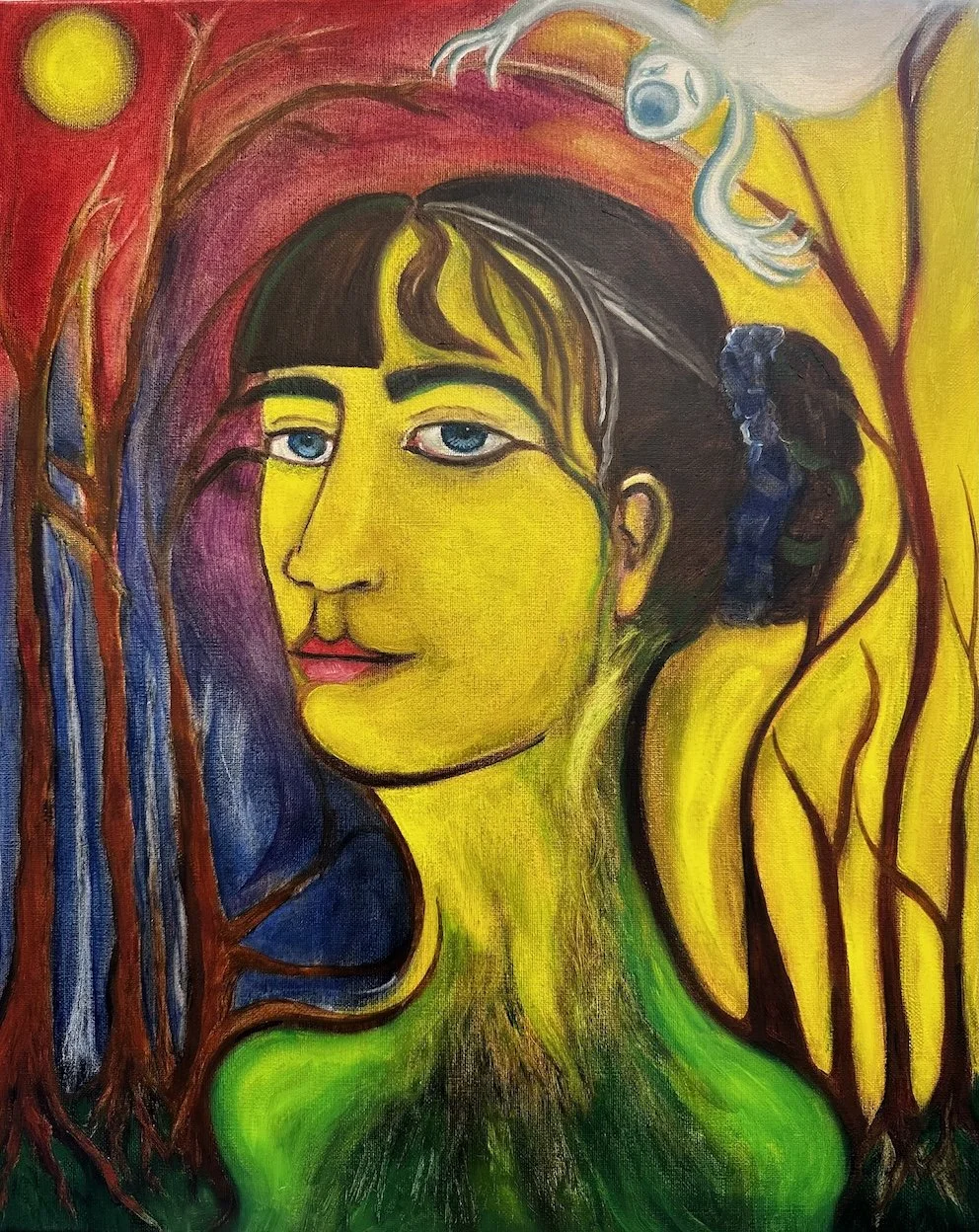 Self portrait as Daphne transforming before Apollo
Oil on canvas
50cm x 40cm 
2026