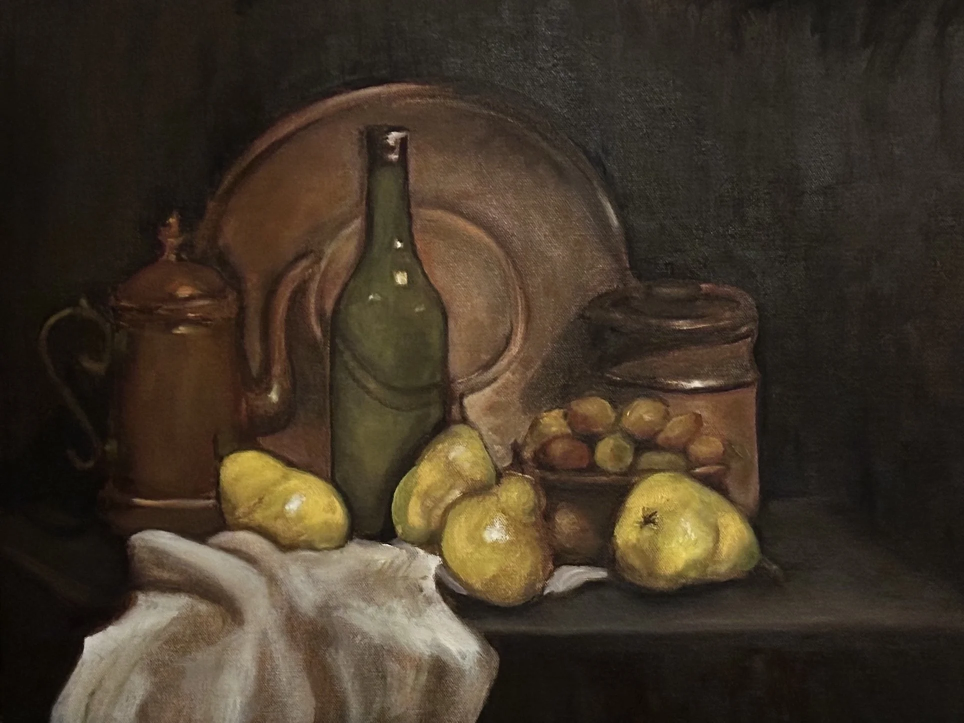Still life with tea towel and pears
Oil on canvas
40cm x 65cm 
2026