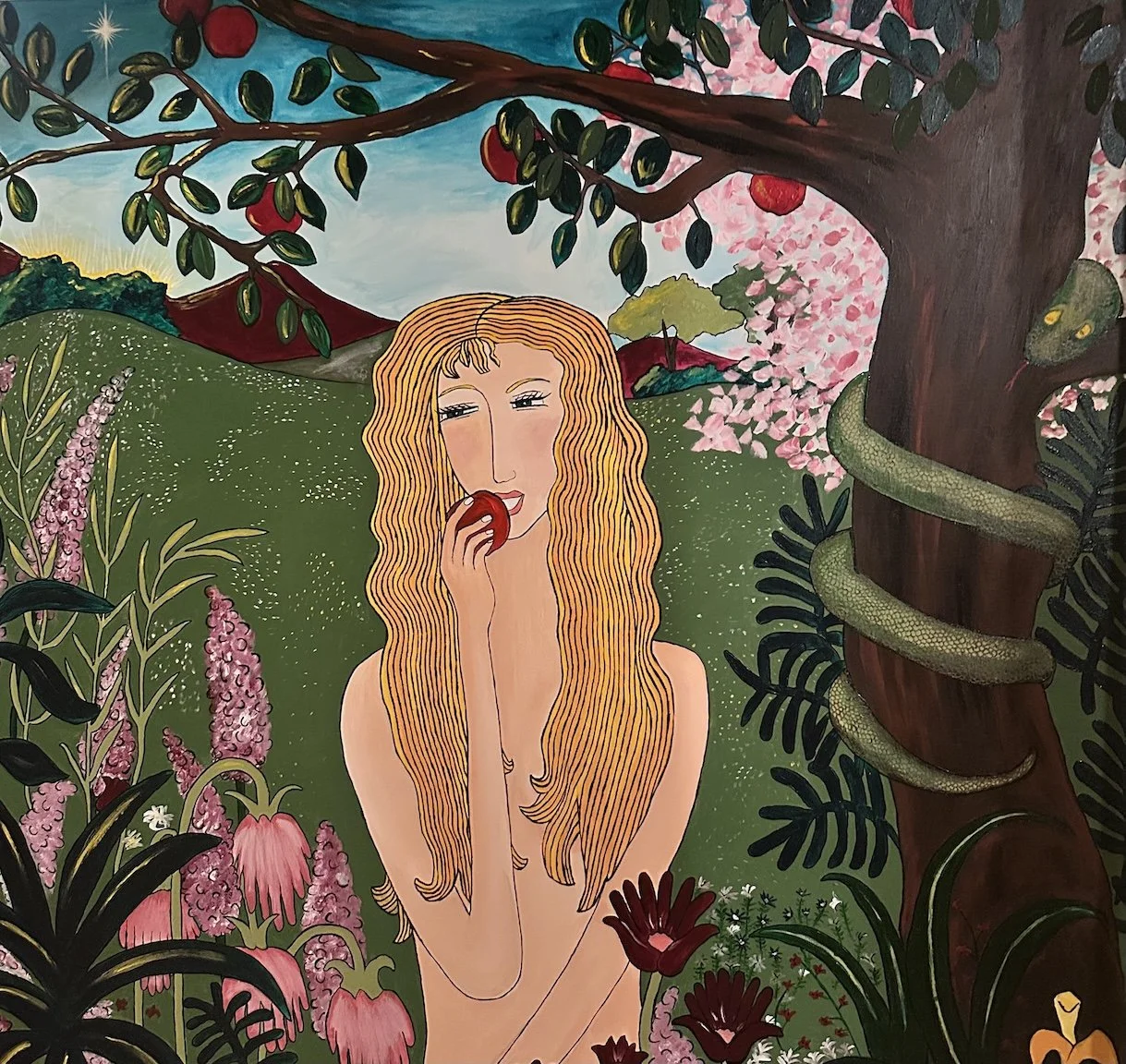 Eve in the garden 
Acrylic on canvas
100cm x 100cm 
2016
