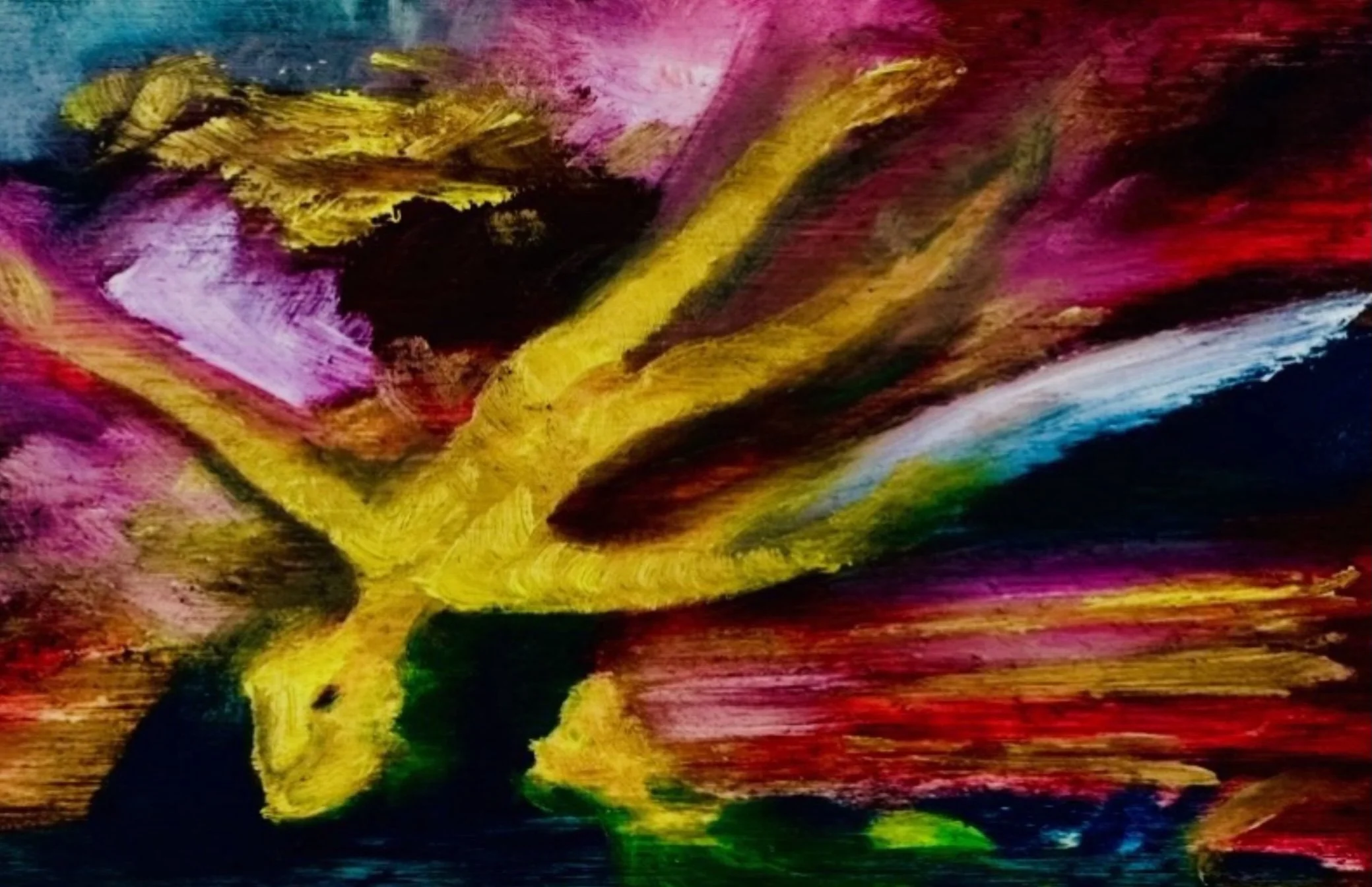 Daphne fleeing Apollo
Oil on wood panel 
2026 13cm x 23cm