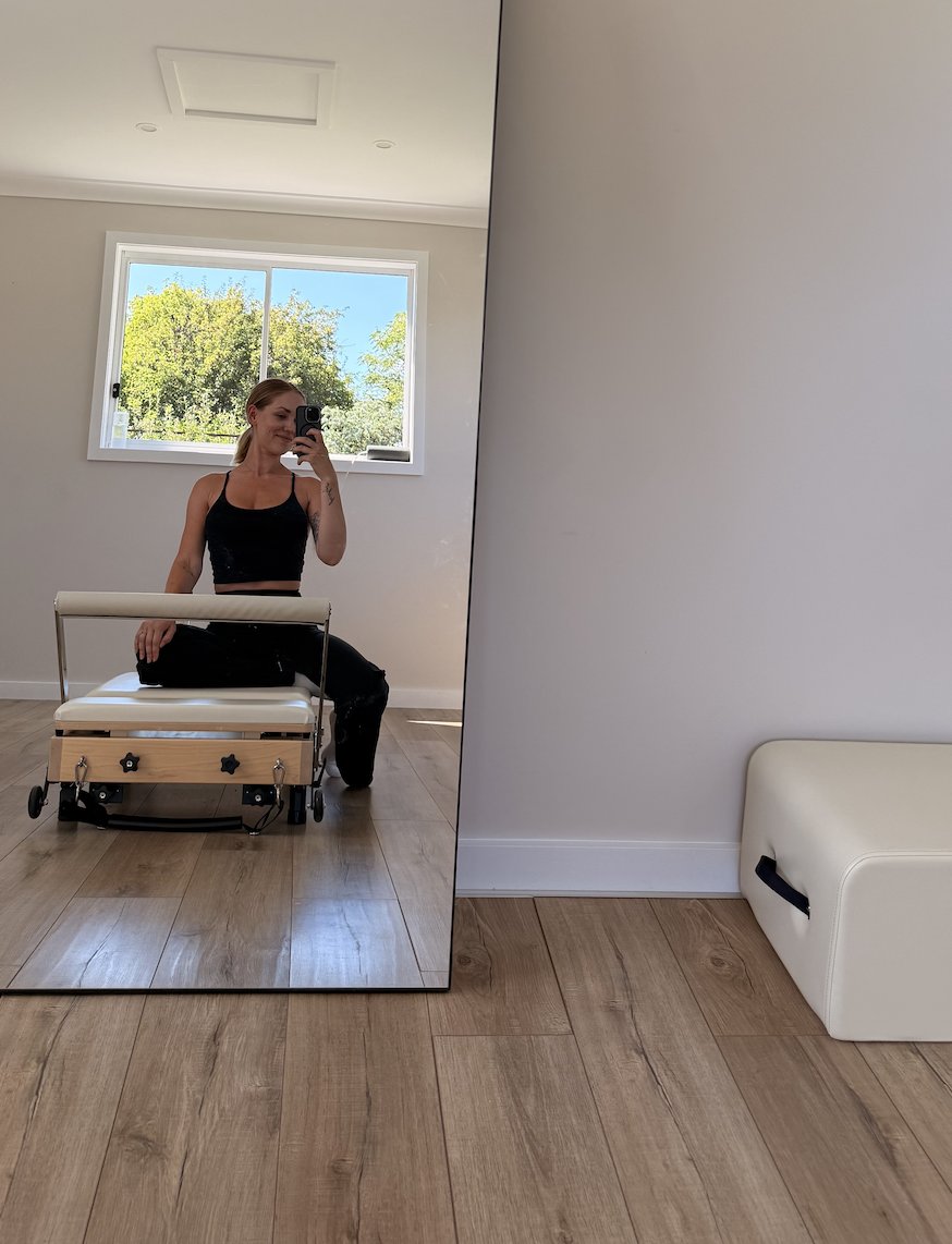 Pilates instructor Brooke in her private Reformer studio in Bowral.