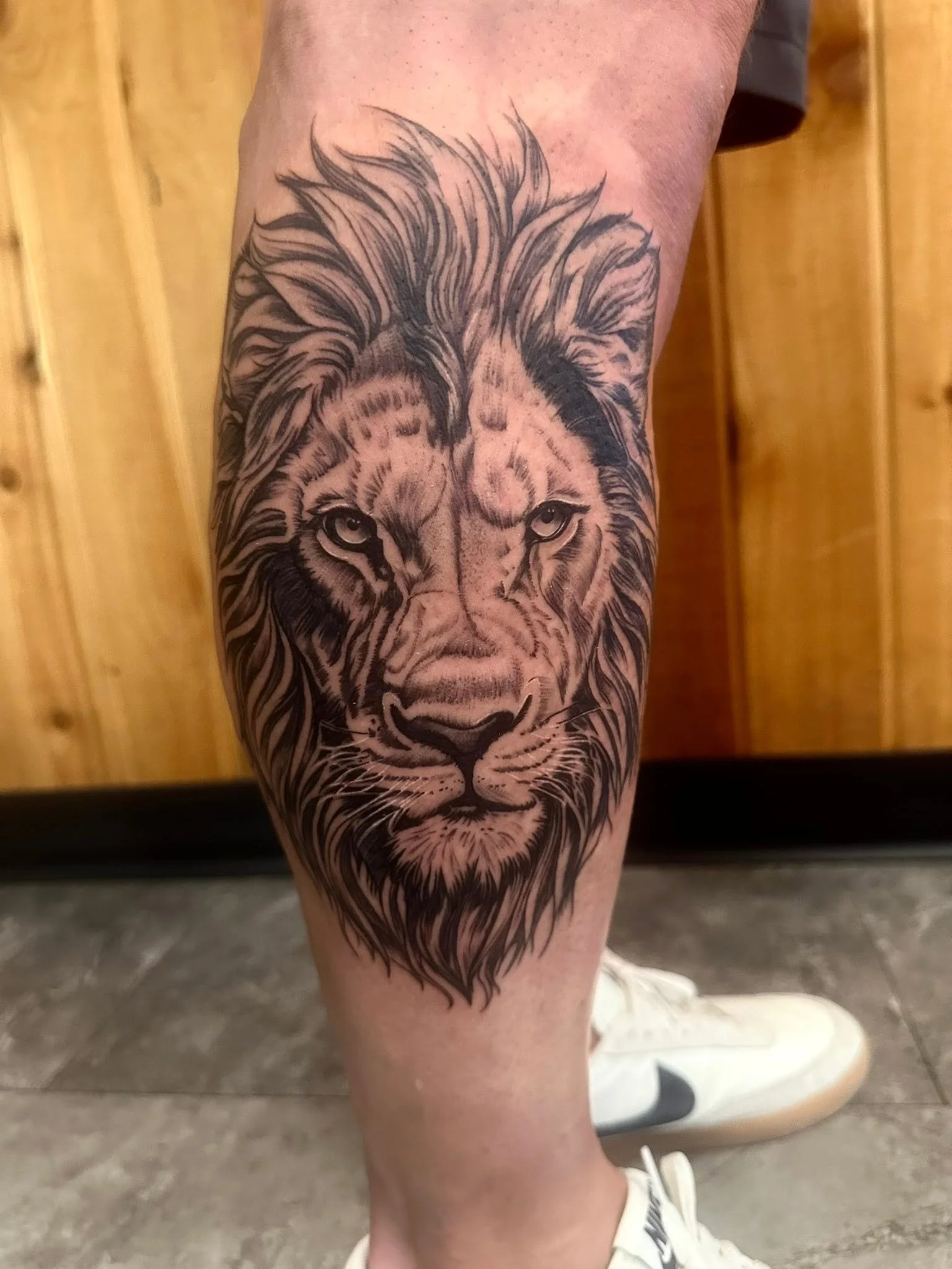 Realistic Tattoo of a Lion. Specialize in animal realism tattoos