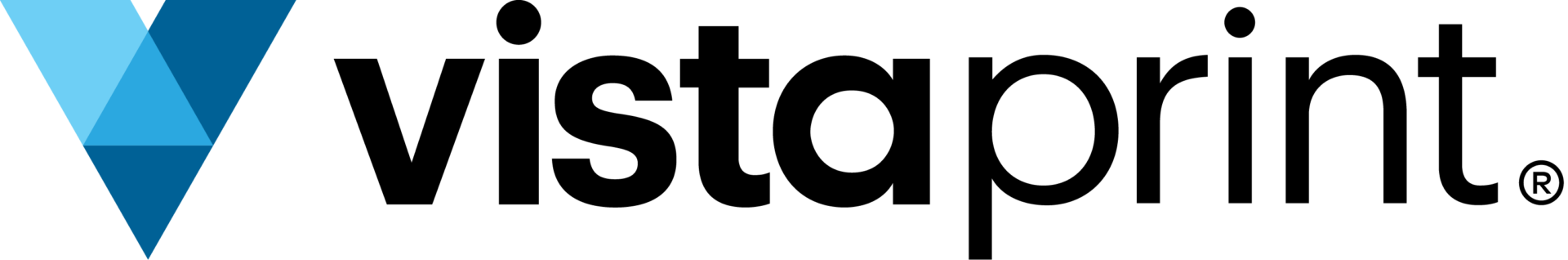 Graphic with various shades of blue triangles forming a logo