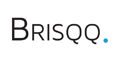 Logo of Brisqo with black and white text