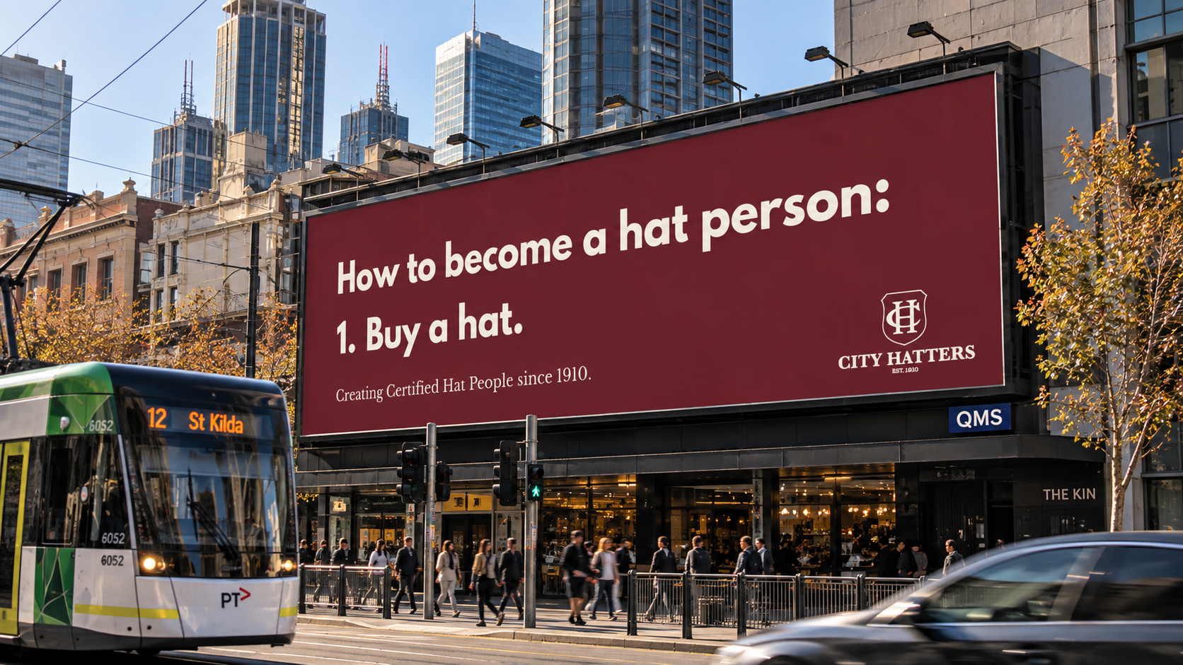 Melbourne Street Scene with City Hatters Billboard.png