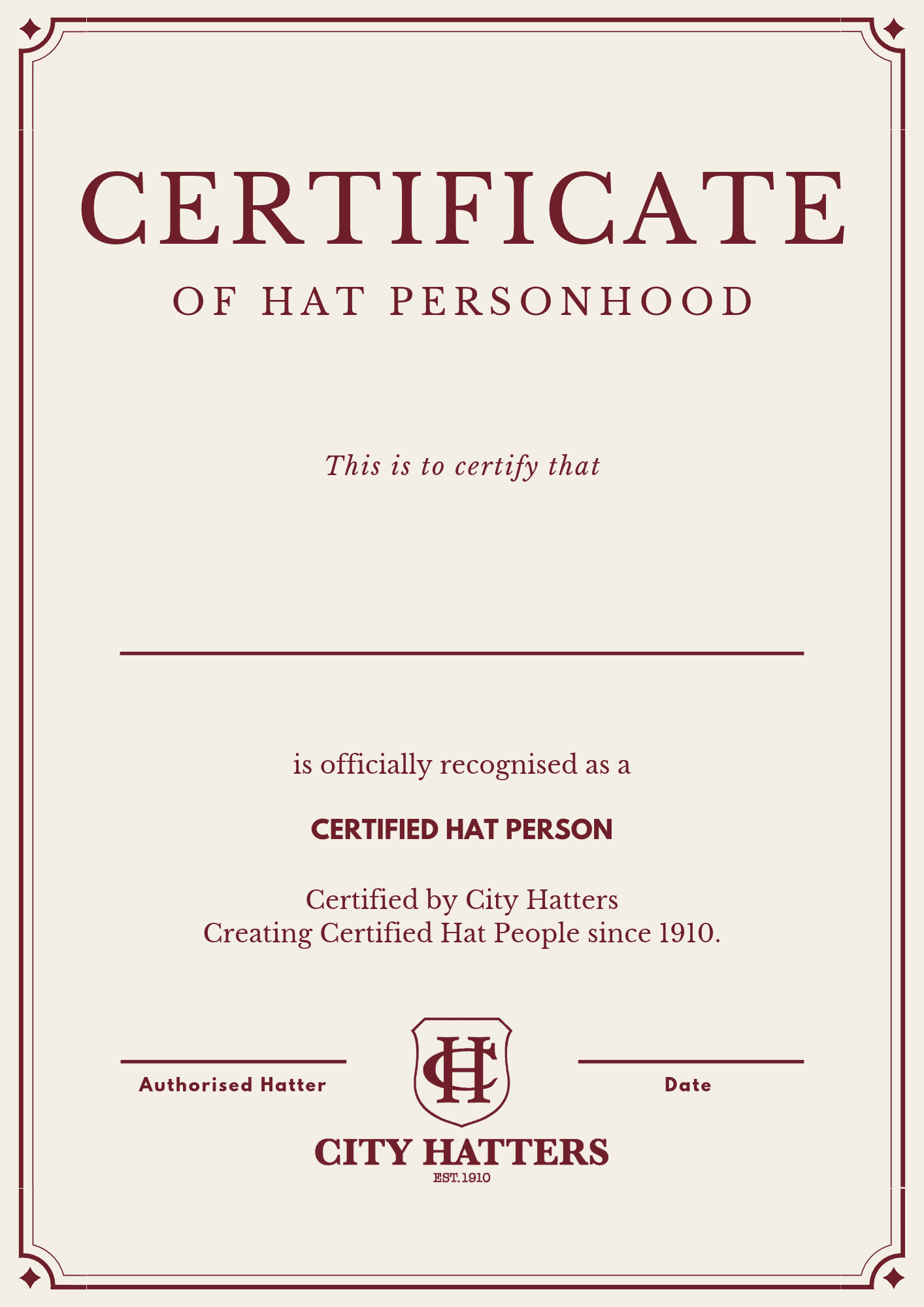 Certificate received by customers