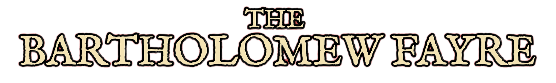 Title text for 'The Bartholomew Fare' logo in stylized font with a red background and black outline