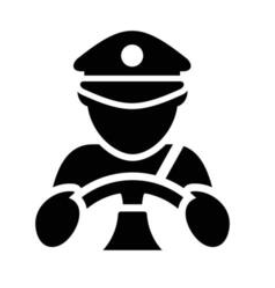 Icon of a person wearing a police hat and driving a vehicle.