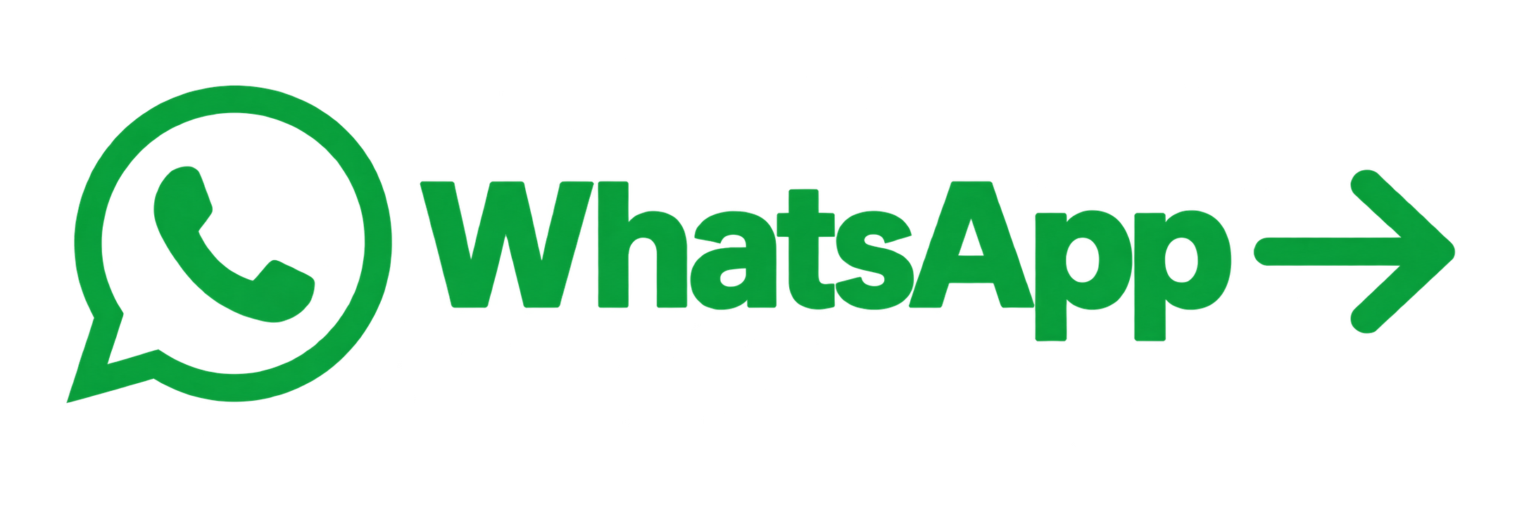 Green WhatsApp logo with text and arrow.