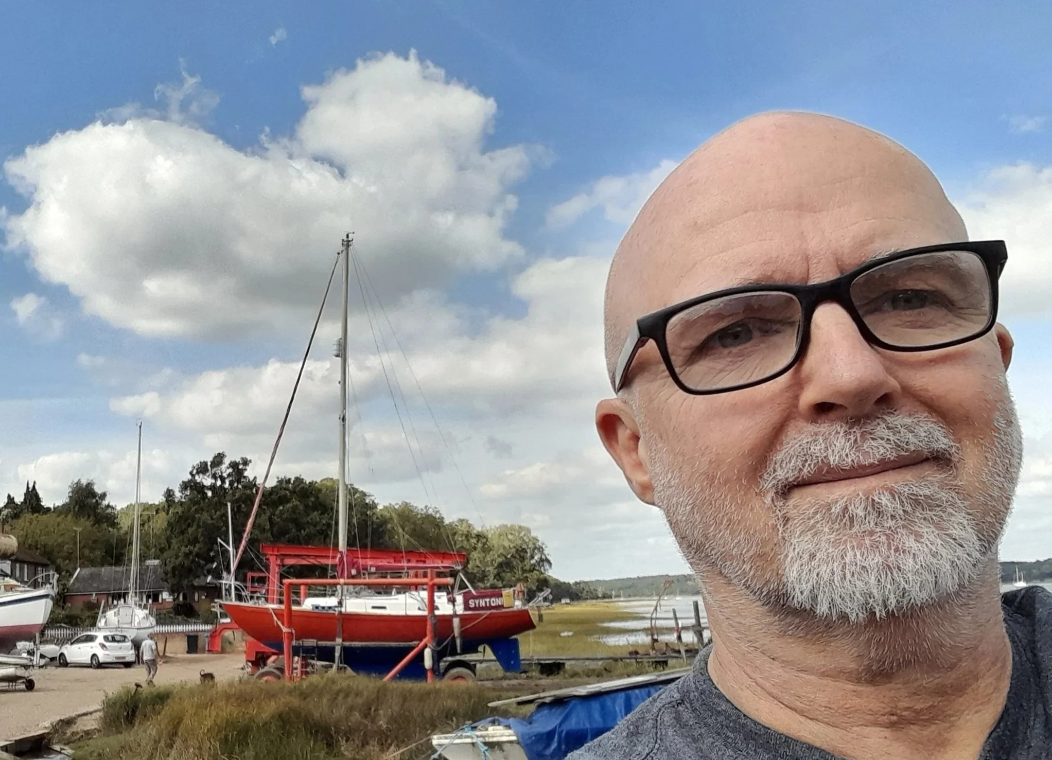 Yours truely surveying a Bluewater Yacht
