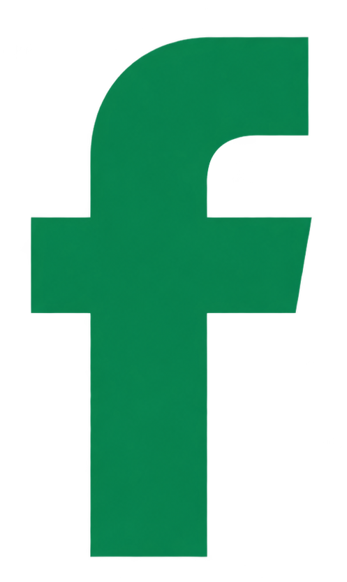 Green Facebook logo in the shape of a lowercase 'f'