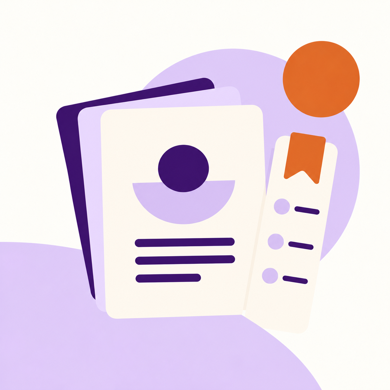 Stylized abstract digital illustration guides, video recordings, tip sheets and checklists managers can use