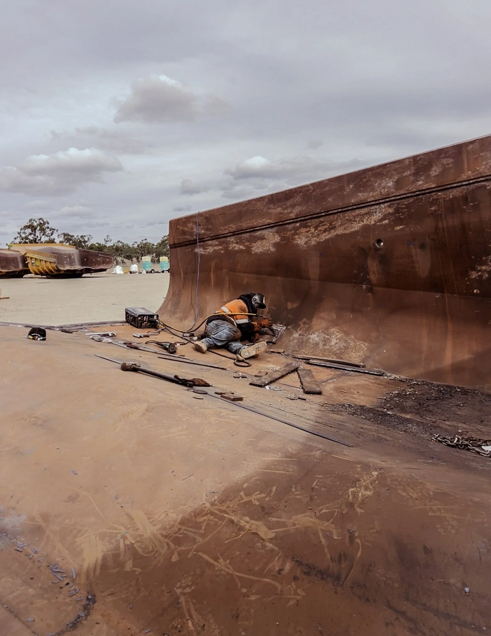CWS Heavy Maintenance Repairs tradesperson servicing mining equipment on site in the Bowen Basin