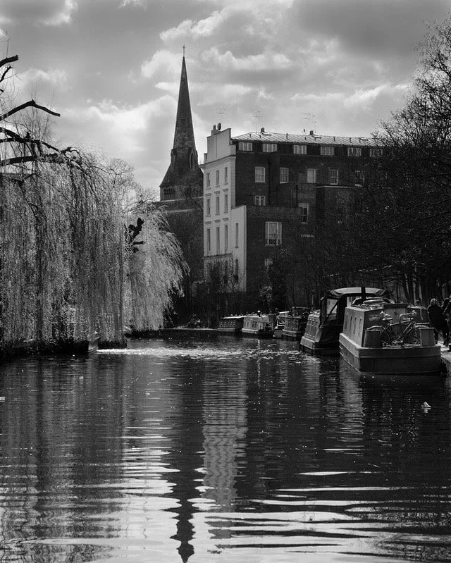 Black and white image of Regents Canal