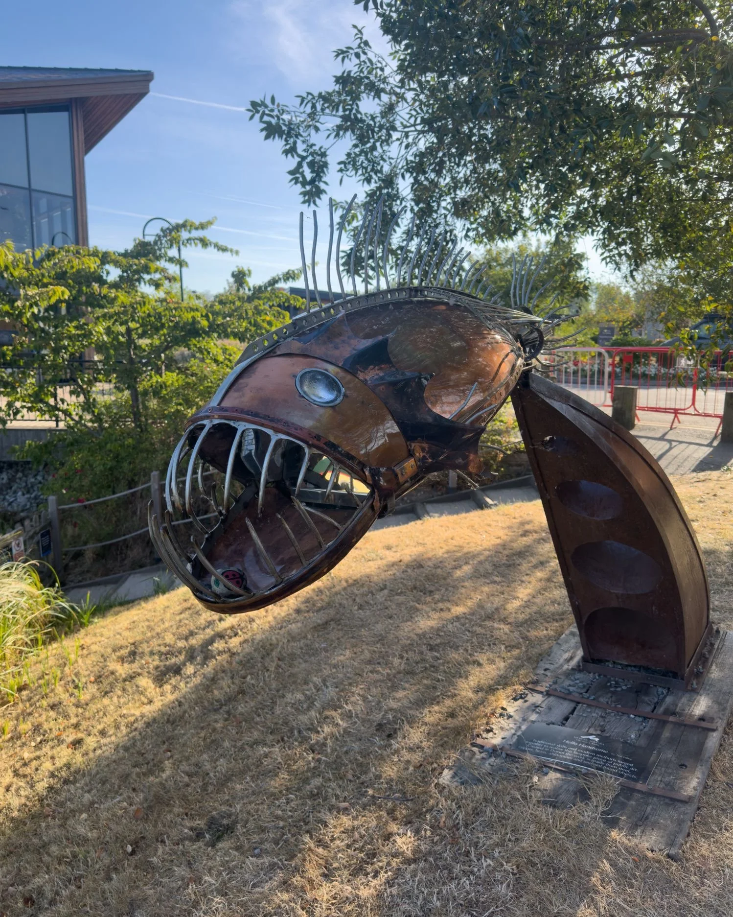 Steam punk statue of a fish