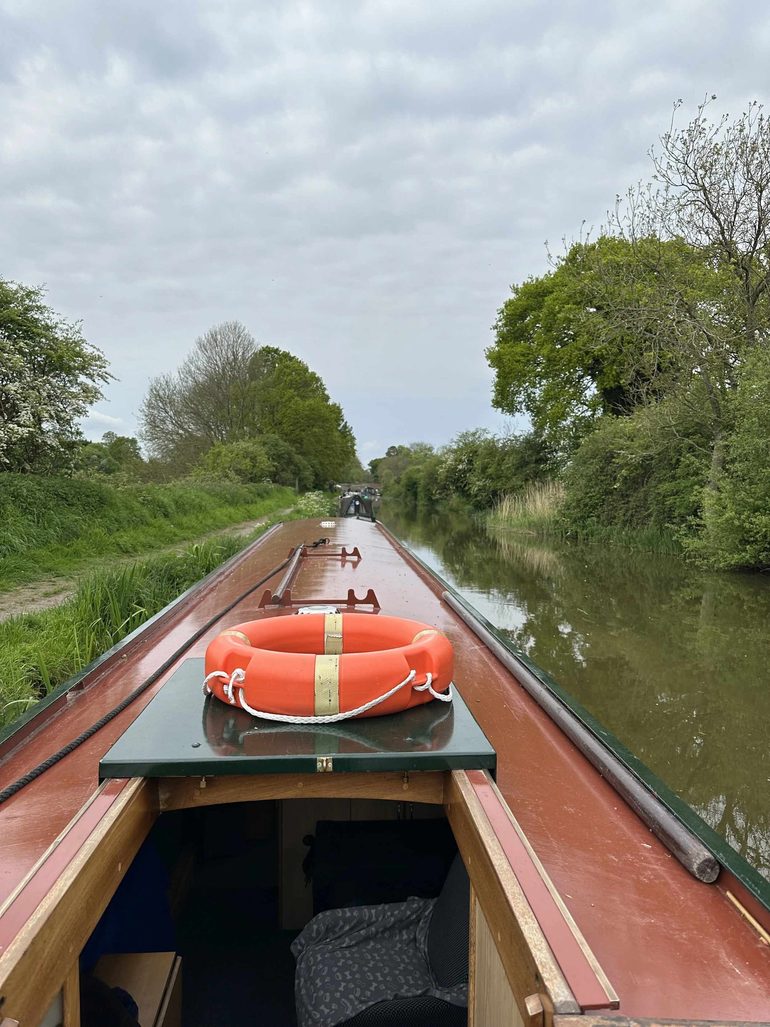 View from narrowboat stern to bow
