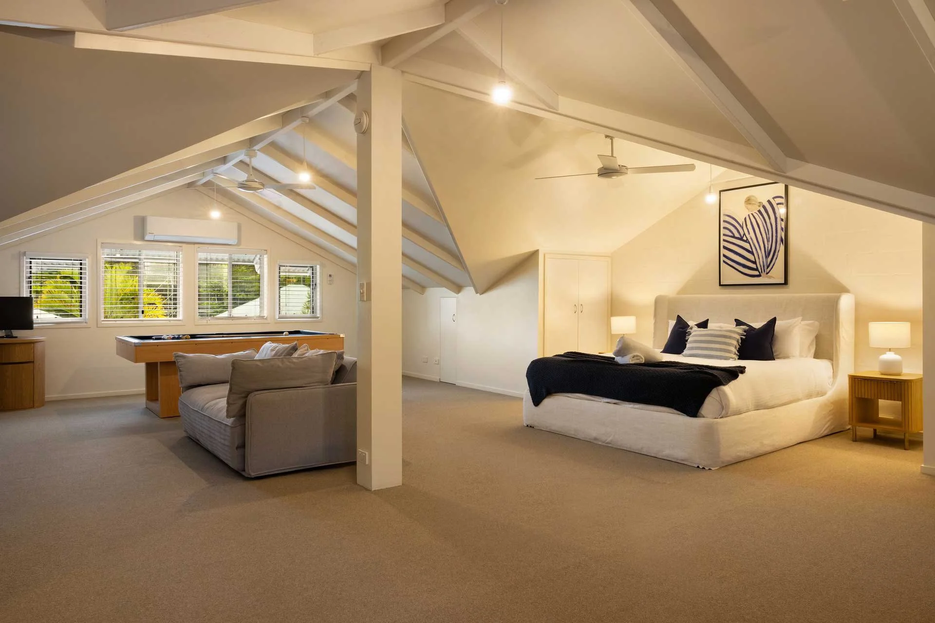 Loft living area and pool table