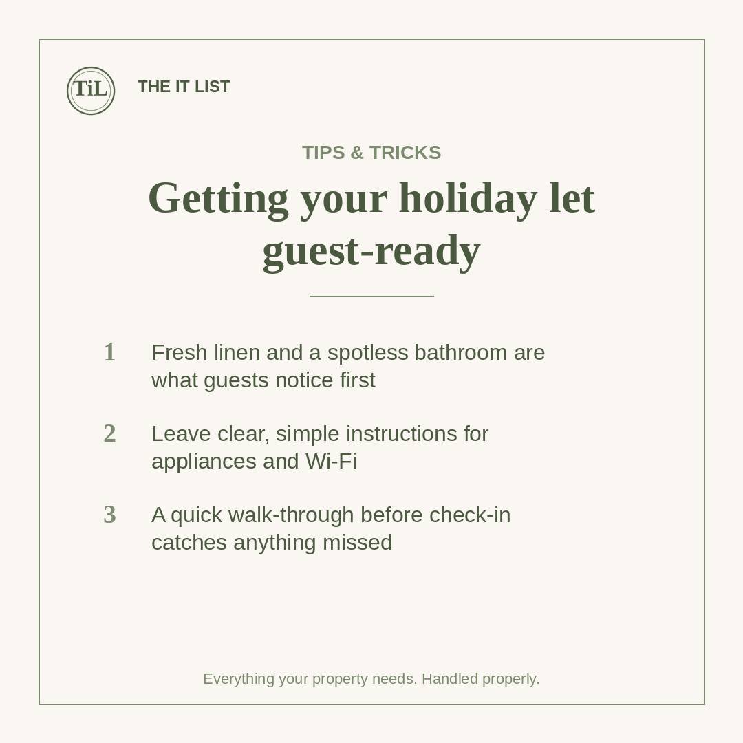 If you manage a holiday let yourself, here's what tends to make the biggest difference to guests before check-in.

#HolidayLetTips #AirbnbHost #ShortLetManagement #TheItList #WestSussexHomes
