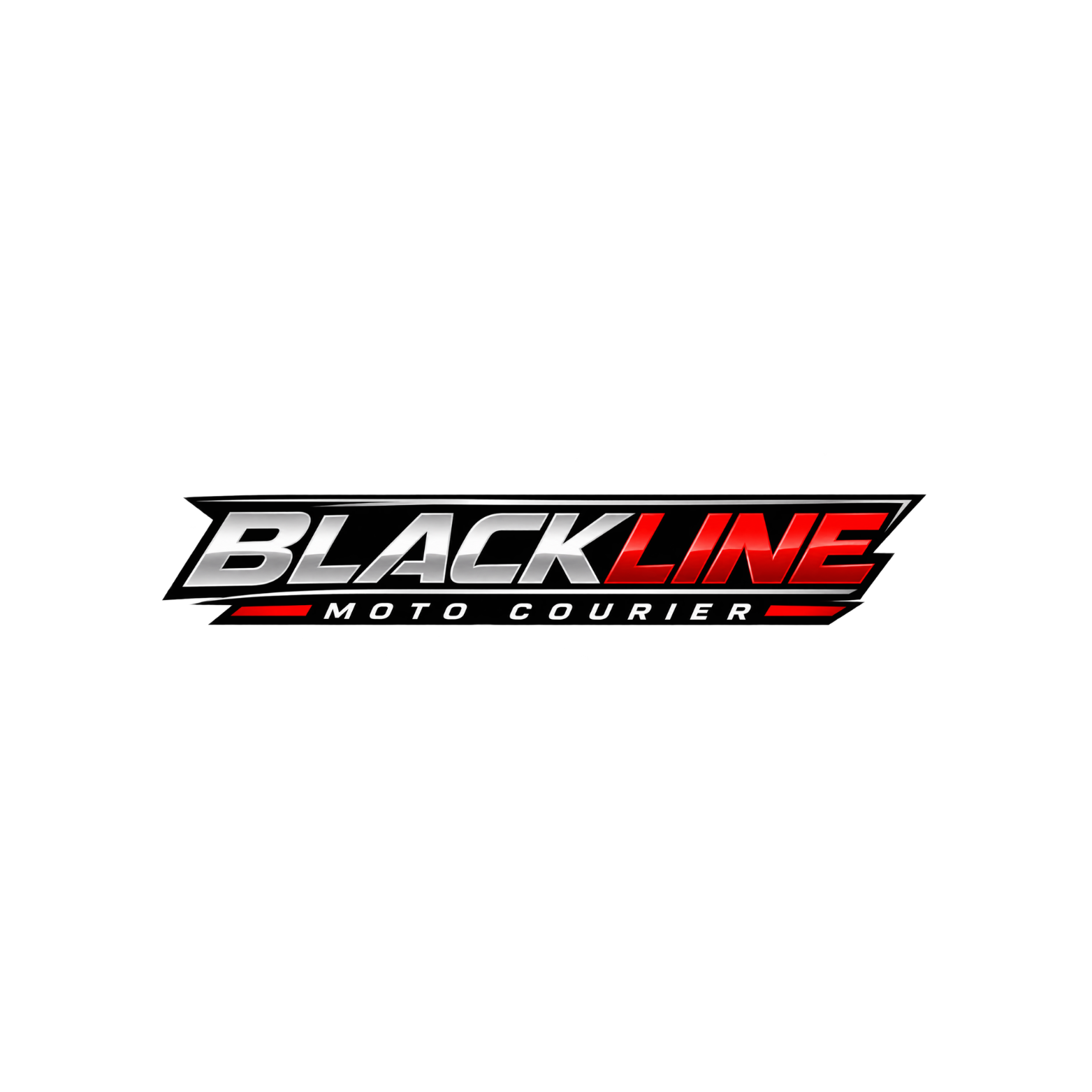 BlackLine Moto Courier logo with a black, white, and red design on a white background.