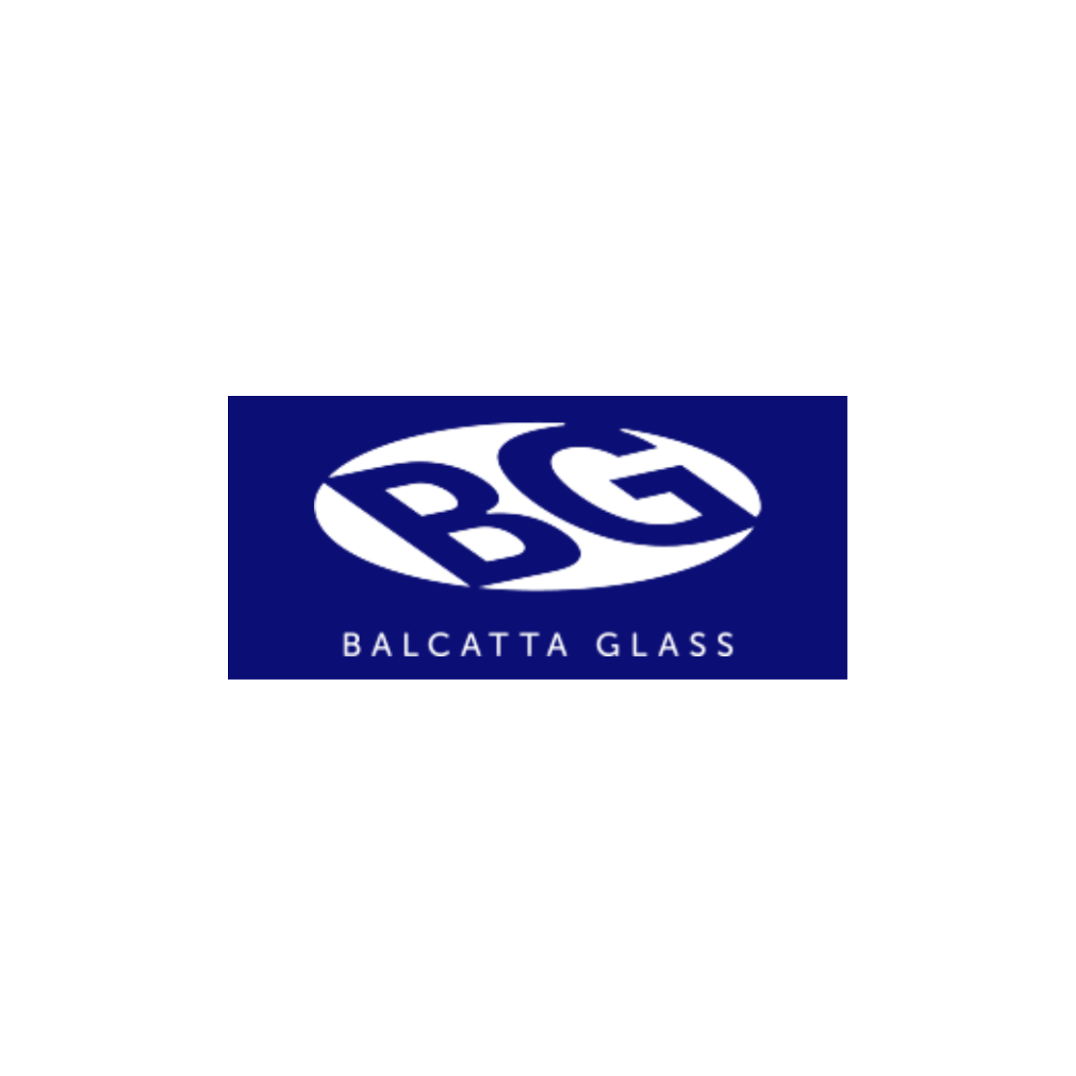 Balcatta Glass logo with blue background, white globe and text.