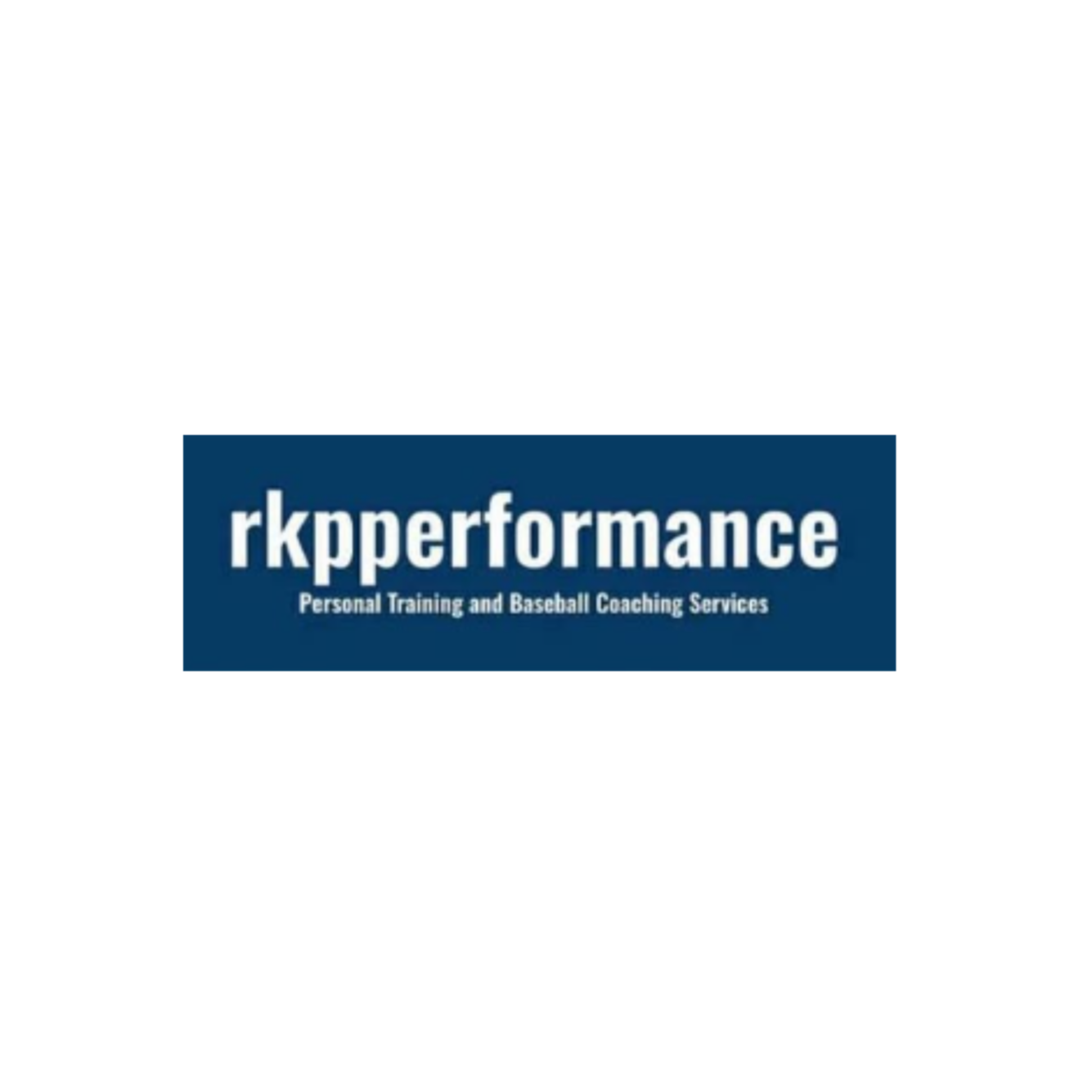 Business logo for rkperformance with the tagline 'Personal Training and Baseball Coaching Services.'