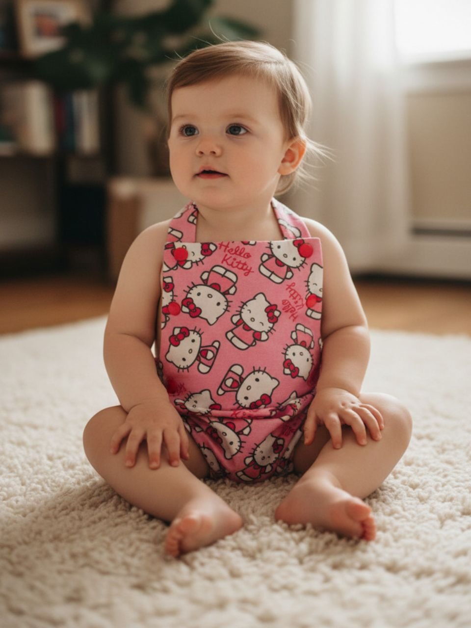 Pink Kitten Overall Onesie - 9 months